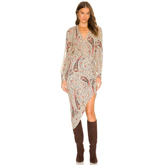 NWT Veronica Beard Herst Oat Slit Silk Asymmetrical Skirt Size 6 - Picture 2 of 5